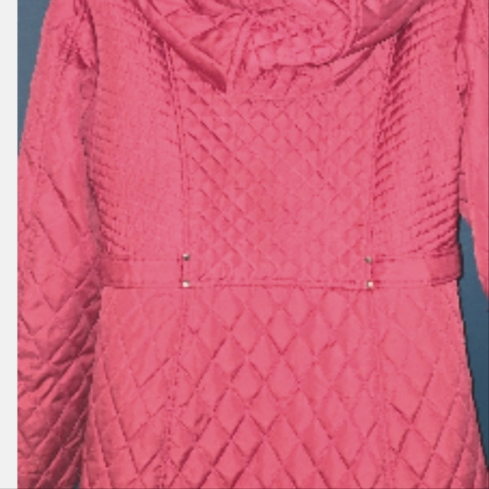 Susan Graver Pink Quilted Mid-length Coat Zip Water & Wind Resistant  Sz XL - Picture 10 of 11